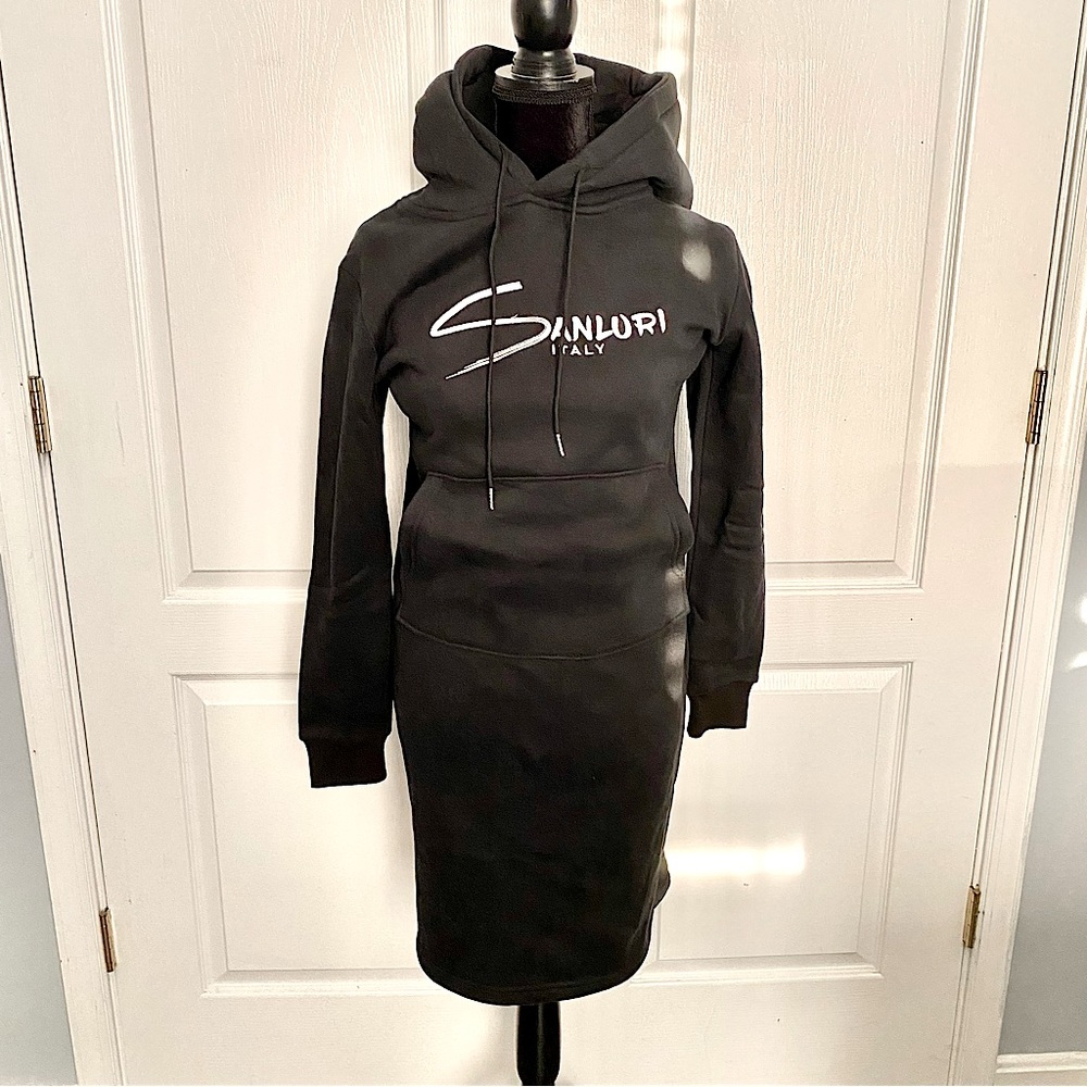 Sanluri Italy Black Hoodie Dress